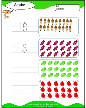 okul öncesi 1 sayısı çizgi çalışması